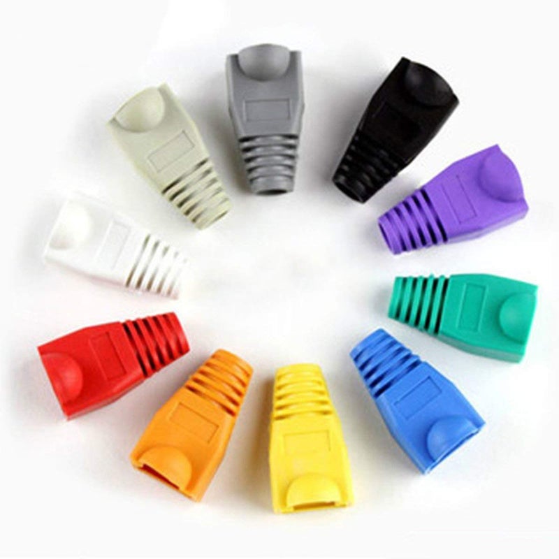 YXQ 100 Pcs Cat5E CAT6 RJ45 Ethernet Network Cable Strain Relief Boots Cable Connector Plug Cover (10 Colors) - Image 1